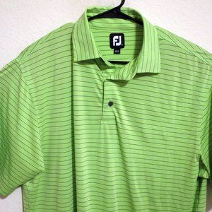 FootJoy Shirt Mens Large Short Sleeve Golf Polo Green Black Stripes